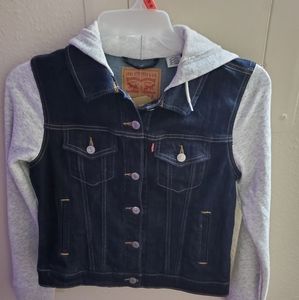 Levi's dark denim hooded jean jacket